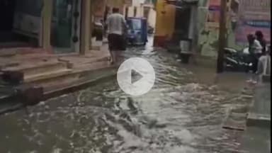 चूरू: बारिश के बाद नैचर पार्क के सामने और शहर के निचले इलाकों में भरा पानी, लोगों को हुई परेशानी