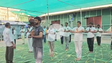 అయినవిల్లి శ్రీ విఘ్నేశ్వర స్వామి వారి సన్నిధిలో యోగాంధ్ర కార్యక్రమం, పాల్గొన్న ఆలయ అధికారులు, సిబ్బంది