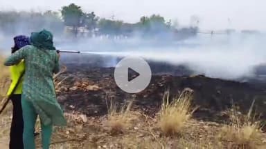 लाडपुरा: एयरपोर्ट परिसर कोटा में उगी झाड़ियों में लगी आग, अग्निशमन विभाग की 10 दमकलें मौके पर पहुंची