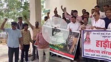 लाडपुरा: मुकन्दरा टाइगर रिजर्व में बाघ बसाने के खिलाफ विरोध प्रदर्शन, मुख्य वन संरक्षक को दिया ज्ञापन