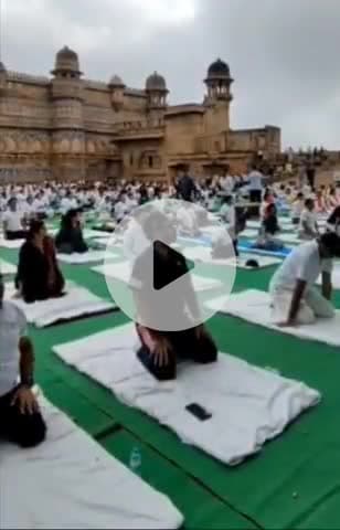 ग्वालियर गिर्द: योग दिवस पर सांसद भरत सिंह कुशवाहा ने ग्वालियर के ऐतिहासिक किले पर किया योग