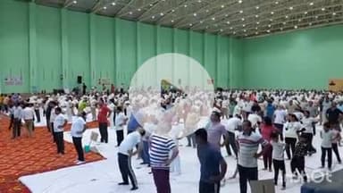 टोंक: शहर के डॉ बी आर अंबेडकर खेल स्टेडियम के इंडोर हाल में जिला स्तरीय योग दिवस कार्यक्रम का आयोजन