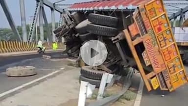 करनाल: कछुआ रोड पर अनियंत्रित होकर ट्रक पलटा, एक व्यक्ति घायल!