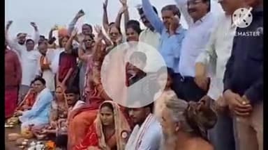 खरगौन: निमाड़ में रेल लाइन के लिए नर्मदा पूजन किया गया