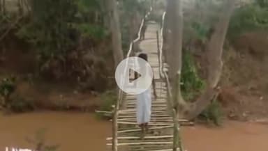 सिंगरौली: चितरंगी में बेलहवा नदी पर ग्रामीणों ने बांस-बल्ली से बनाया पुल, वीडियो वायरल