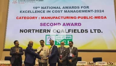 सिंगरौली: राष्ट्रीय पुरस्कार 2024: लागत प्रबंधन में उत्कृष्टता के लिए NCL सम्मानित, CIL को सर्वोच्च सम्मान