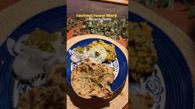 #shortvideo Amritsari Paneer Bhruji & Laccha Paratha #recipe #food #reels #trending #yshorts #paneer
