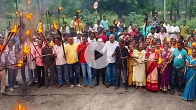 चान्हो: एनके एरिया मुख्य महाप्रबंधक कार्यालय के सामने मशाल जुलूस निकाला गया