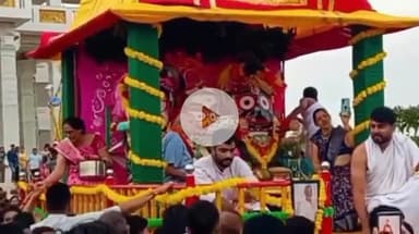 खरगौन: जगन्नाथ पुरी की तर्ज पर खरगोन के इस्कॉन मंदिर से निकली जगन्नाथ यात्रा, उमड़े हज़ारों भक्त