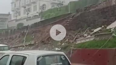 अजमेर: अजमेर में बारिश के कारण भागचंद की कोठी की दीवार भरभरा कर गिरी, बाल-बाल बचे बच्चे