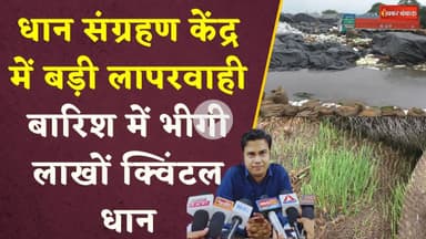 Janjgir: धान संग्रहण केंद्र में बड़ी लापरवाही। बारिश में भीगी लाखों क्विंटल धान। Dhaan Management