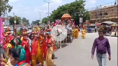 धनौरा: गजरौला शहर में निकाली गई भव्य कलश यात्रा, जगह-जगह हुआ स्वागत