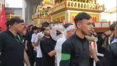 नौगावां सादात: नौगांवा तहसील क्षेत्र में निकाला गया मोहर्रम का जुलूस, पुलिस रही तैनात