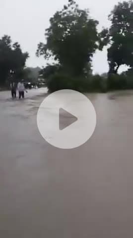 नरसिंहगढ़: नरसिंहगढ़ में बारिश से नदी-नाले उफान पर, छोटा बैरसिया में जान जोखिम में डालकर नदी पार करते दिखे लोग