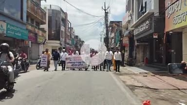 ambikapur deviganj road me dekhi gayi raily jo ki surguja keshtra rail sangh samiti dawara#ambikapu