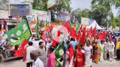 नवादा: नवादा में महागठबंधन का चक्का जाम, भारत बंद का दिख रहा असर