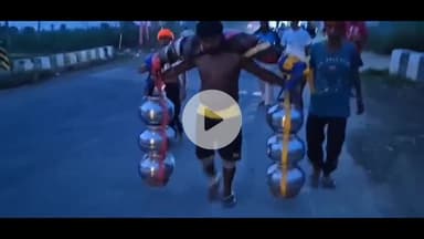 बड़ौत: हरियाणा के कांवड़िया ने गौमाता को राष्ट्र माता का दर्जा दिलाने के लिए 101 लीटर गंगाजल उठाया, कान्हड़ में स्वागत