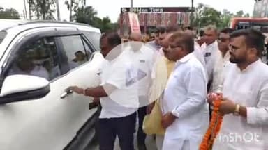 जानसठ: मीरापुर दिल्ली पौड़ी राजमार्ग पर भाजपा के पूर्व राष्ट्रीय संगठन महामंत्री संजय जोशी के आगमन पर हुआ स्वागत