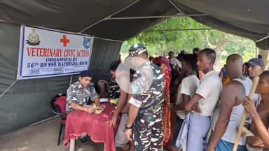 कुरसाकांटा: बैजनाथपुर में एसएसबी द्वारा आयोजित पशु चिकित्सा शिविर में 189 पशुओं की जांच, 21 को लगाया गया टीका