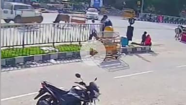 राजसमंद: उदयपुर गोमती नेशनल हाईवे पर केलवा थाने के सामने बड़ा हादसा टला, CCTV फुटेज आया सामने