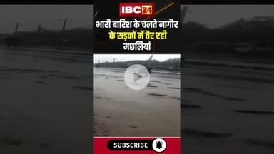 भारी बारिश के चलते नागौर के सड़कों में तैर रही मछलियां। #shorts #nagaur #mpnagar #heavyrain
