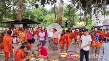 जगदलपुर: ओड़िसा के कोसगुण्डा से 250 कावड़ यात्रियों का जत्था जगदलपुर पहुंचा, विश्व हिन्दू परिषद और बजरंग दल ने किया स्वागत