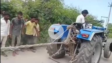 हसनपुर: हसनपुर में ट्रैक्टर से की गई स्टंटबाजी, लोगों की लगी भीड़