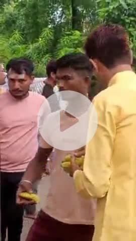 लंभुआ: परशुराम युवा वाहिनी ने जनवारी नाथ धाम में हजारों भक्तों को वितरित किया फल