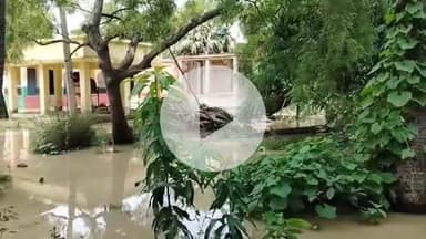 रहुई: पंचाने नदी में जलस्तर बढ़ने से स्कूल और खेत जलमग्न