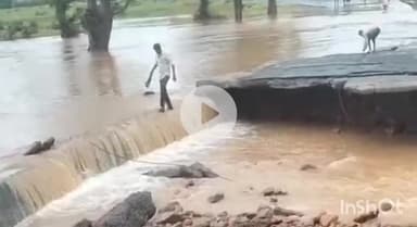 गुना: गुना फतेहगढ़ स्टेट हाईवे पर बरसाती नदी का पुल टूटा, बमोरी इलाके का सड़क संपर्क कटा, वीडियो वायरल