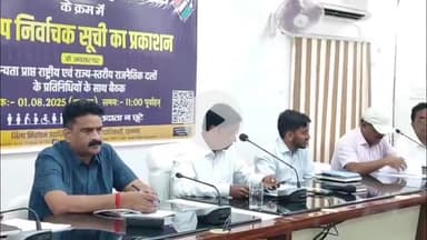 दरभंगा: प्रारूप निर्वाचन सूची का प्रकाशन को लेकर मान्यता प्राप्त राष्ट्रीय व राज्य स्तरीय राजनीति दलों के प्रतिनिधि के साथ बैठ