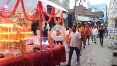 ठाकुरद्वारा: सुरजननगर में मेरी कांवड़ राष्ट्र के नाम यात्रा के अंतर्गत हरिद्वार से गंगाजल लेकर लौटे शिव भक्तों का हुआ स्वागत