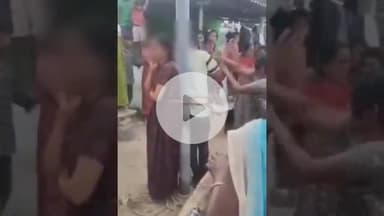 తిరుమలగిరి సాగర్: నాయకుని తండాలో వివాహేతర సంబంధం పెట్టుకున్న భర్త, అతడి ప్రియురాలిని స్తంభానికి కట్టేసి దేహశుద్ధి చేసిన భార్య