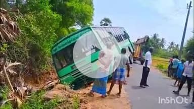 கலவை: செய்யாத்துவனம் பகுதியில் சாலை ஓரம் இருந்த ஏரிக்கால்வாயின் பக்கவாட்டில் அரசு பேருந்து இறங்கி விபத்துக்குள்ளானது