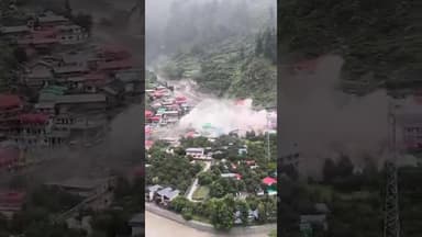 Uttarkashi Cloudburst: Terrifying Cloudburst Hits Uttarkashi  #uttarakhandrain #uttarkashiflood