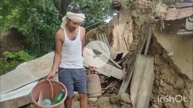 त्योंथर: लगातार बारिश से रिहायशी मकान धराशाई, पीड़ित ने सरकार से मुआवजे की मांग की