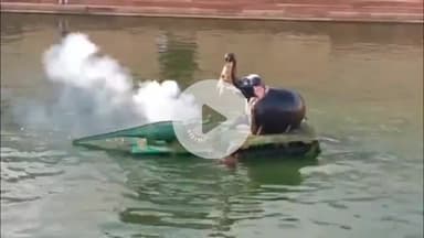 मथुरा: रंगनाथ मंदिर में रक्षाबंधन के अवसर पर गज ग्राह लीला का किया गया भव्य मंचन