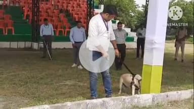 चित्तौड़गढ़: स्वतंत्रता दिवस के अवसर पर डॉग स्क्वायड की टीम ने इंदिरा गांधी स्टेडियम में सुरक्षा जांच की