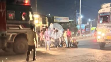 रीवा रोड पर सिंधु स्कूल के सामने ट्रक की टक्कर से बाइक सवार घायल