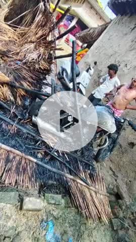 मछलीशहर: देवकली गांव में रिहायसी मड़हे में लगी आग