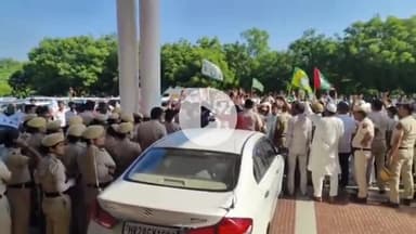 नूह: लघु सचिवालय नूह पहुंचकर सैंकड़ों किसानों ने सरकार के खिलाफ की जमकर नारेबाज़ी