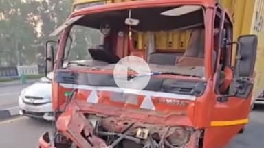 करनाल: नेशनल हाईवे पर करण लेक के पास कार और कैंटर की हुई टक्कर, बड़ा हादसा टला