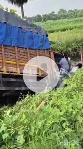 मांझा: कोइनी मोड के पास ट्रक खाई में गिरा, चालक और खलासी बाल-बाल बचे, पुलिस जाँच में जुटी