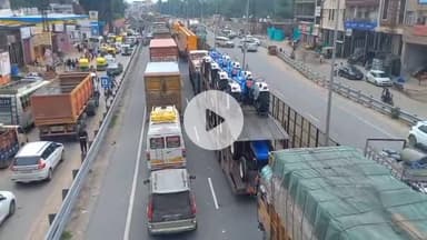 धौलपुर: शहर में नेशनल हाइवे जाम, वाहन चालकों को करना पड़ा परेशानी का सामना