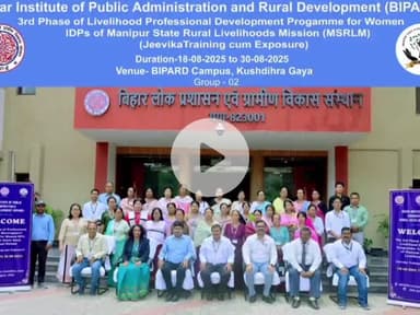 गया टाउन सीडी ब्लॉक: गयाजी बिपार्ड में मणिपुर राज्य आजीविका मिशन के 62 सदस्यीय दल का प्रशिक्षण सफलतापूर्वक संपन्न