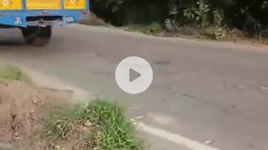 थानेसर: लाडवा बन मोड़ पर डिवाइडर पर चढ़ा ट्रक, सड़क के बीच पलटा, चालक और परिचालक बाल-बाल बचे