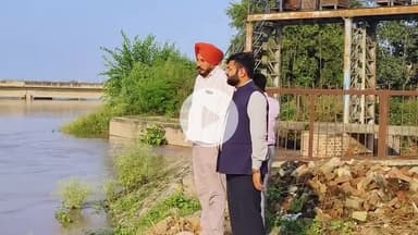 थानेसर: मुख्यमंत्री के मीडिया कोऑर्डिनेटर तुषार सैनी ने मारकंडा नदी के जलभराव वाले इलाको का जायजा लिया, अधिकारियों को दिए निर्देश