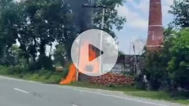 बीसलपुर: बीसलपुर शाहजहांपुर रोड पर स्थित ईट भट्टे के पास लगे ट्रांसफार्मर में लगी आग