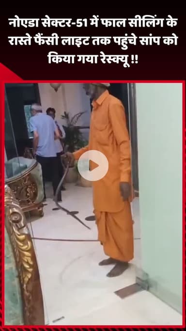 गौतम बुद्ध नगर: नोएडा सेक्टर-51 में फाल सीलिंग के रास्ते फैंसी लाइट तक पहुंचे सांप का किया गया रेस्क्यू