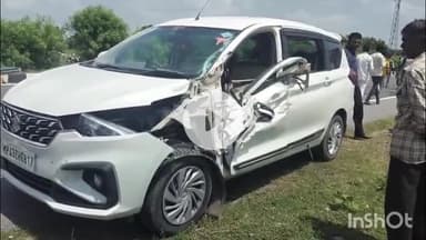 भीलवाड़ा: रतनपुरा-मेघरास चौराहे पर गाय को बचाने के प्रयास में हादसा, कार ट्रक से टकराई, कार सवारों ने ट्रक चालक से की मारपीट